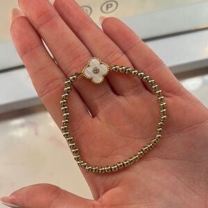T.J.Maxx Gold and White Floral Bracelet